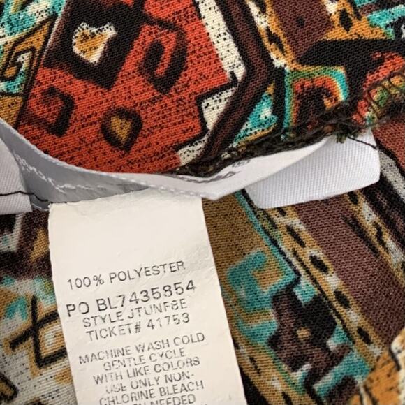 Vintage Womens Plus Size 3XL Blouse Bohemian Aztec Earthy Artsy Tribal Ethnic - Picture 8 of 8